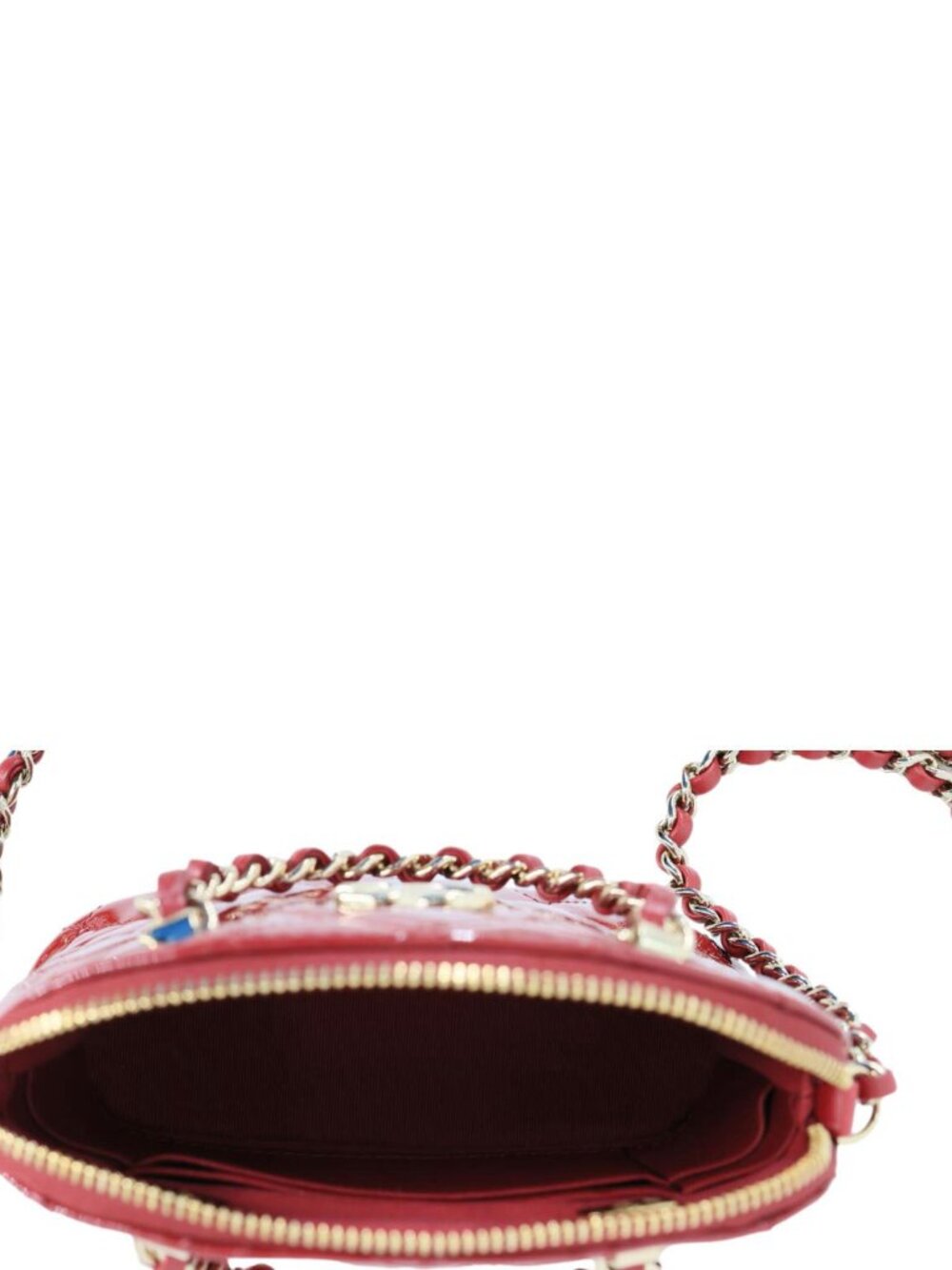 Chanel Coco Quilted Calfskin Patent Leather Clutch With Chain Red - Picture 12 of 15